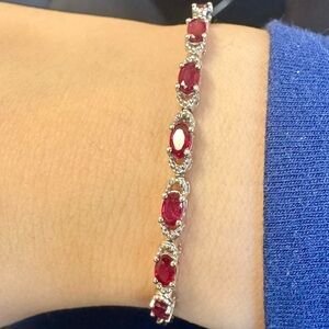 New Natural Ruby diamond bracelet adjustable solid 925 sterling silver